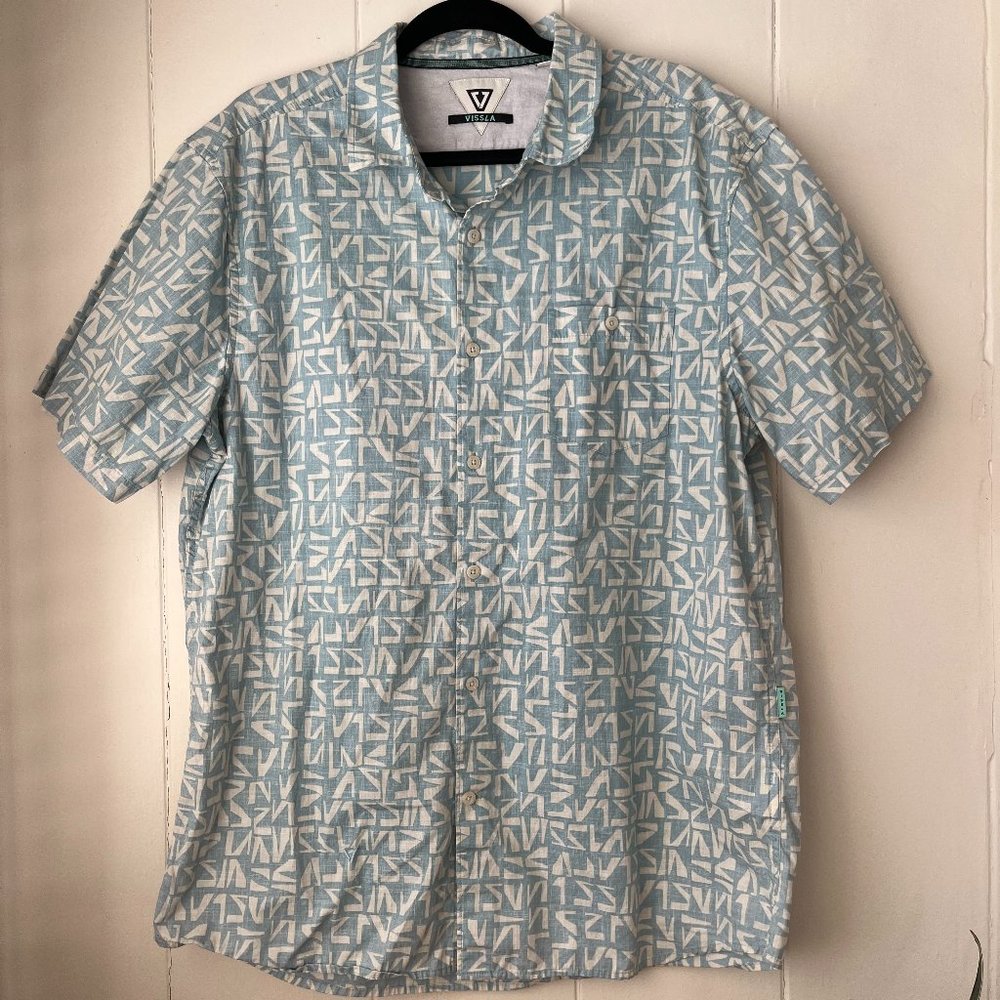 Vissla Print Hawaiian Aloha Button-Up Shirt Men's Size XL